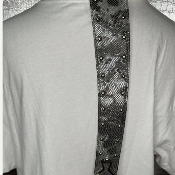 Per Se Faux Snake Skin Silver Gray Leather Belt Ladies Size XL - Picture 4 of 7